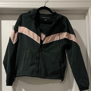 American Eagle Outfitters Women's Green and Pink Windbreaker Jacket